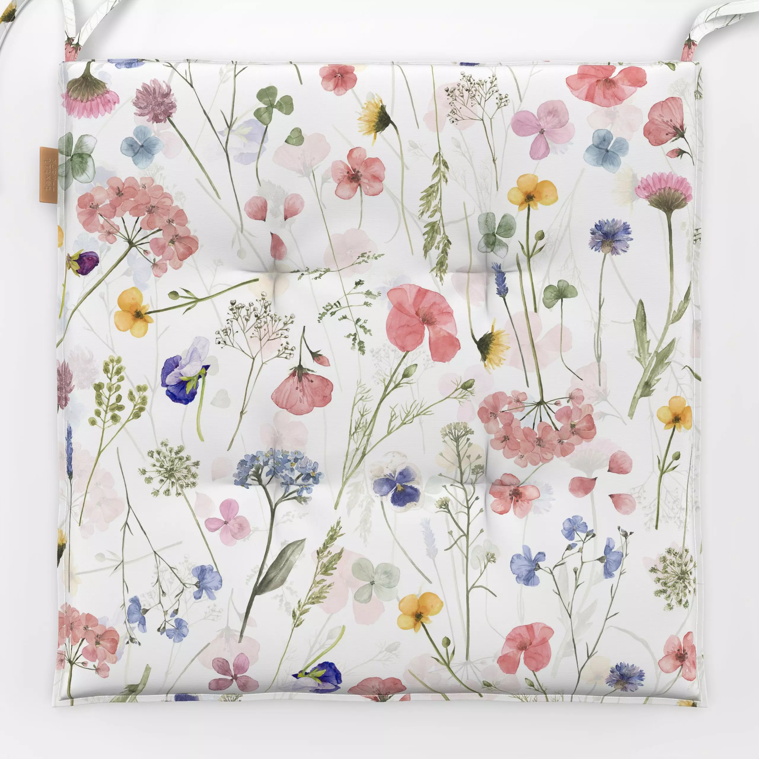 Sitzkissen Gepresste Wiesenblumen - Blumen & Florales, Sommer - von „Uta Naumann"; Muster, skandinavisch, Blumen, Wildblumen...