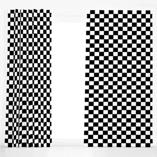 Dekovorhang Wavy check (schwarz-weiß)