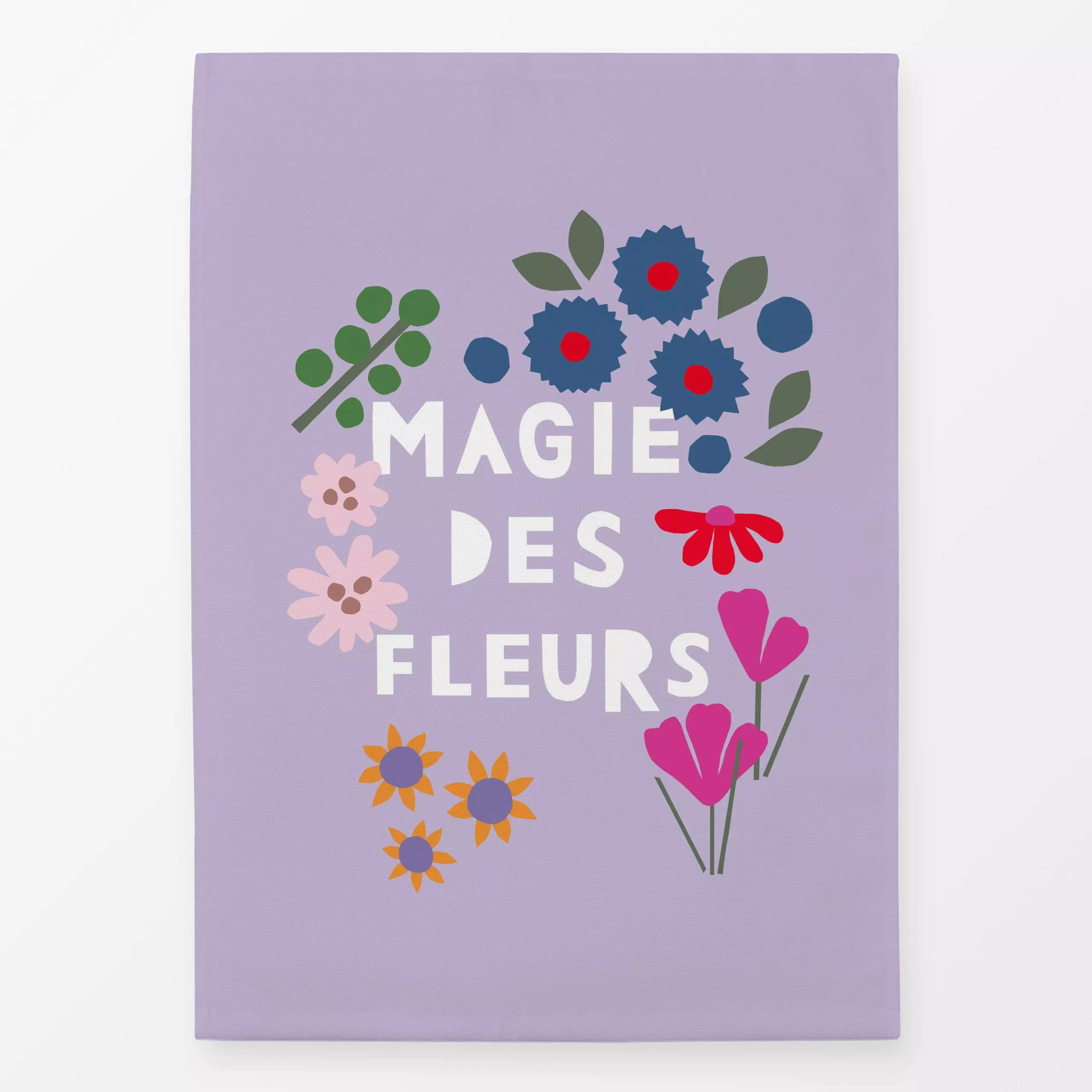 Geschirrtücher Magie des Fleurs flieder - Blumen & Florales, Frühling, Sprüche & Schriftzüge - von „Iris Knabenschuh Textild...