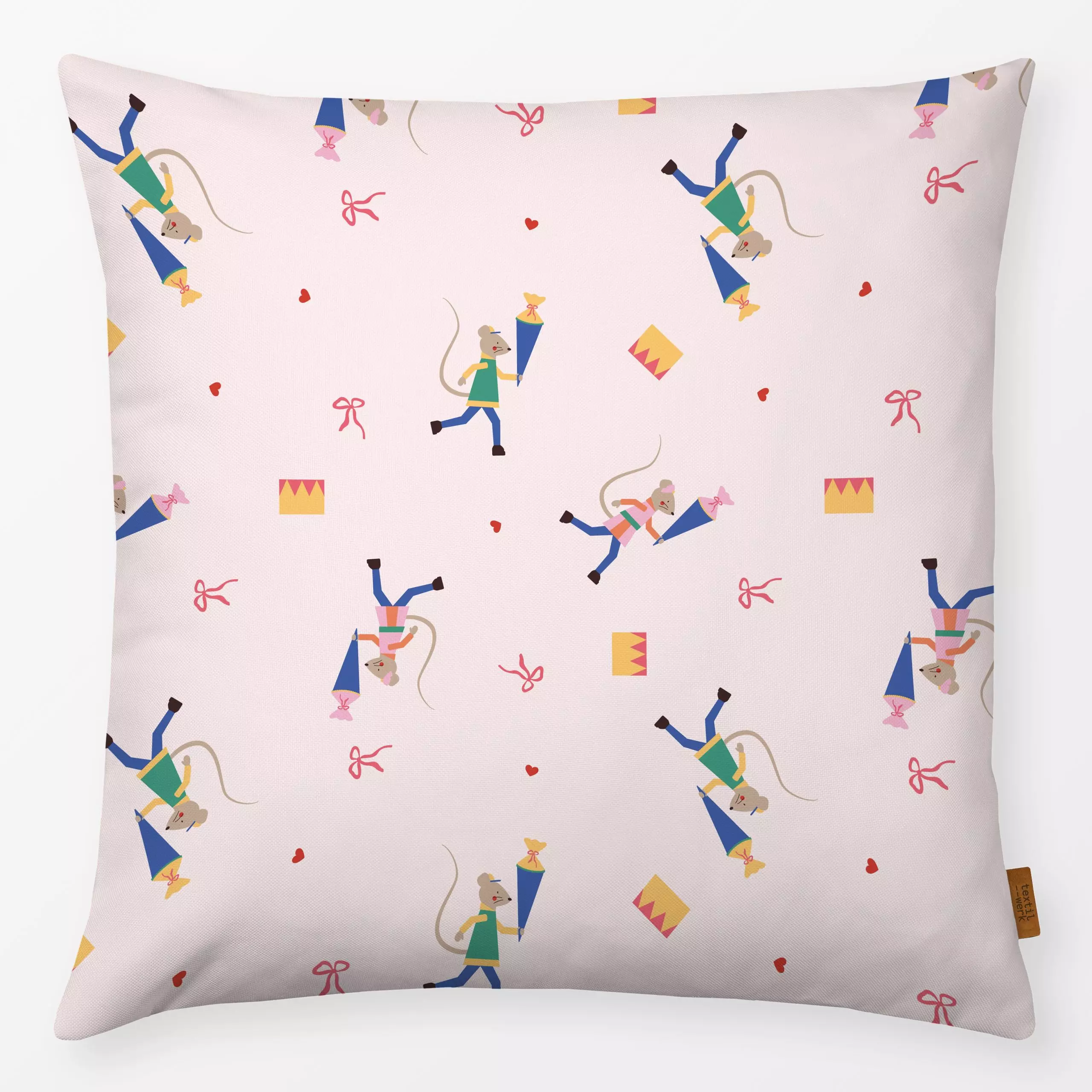 Kissen Einschulung Mäuse Muster - Kinderzimmer & Motive für Kinder, Anlässe - von „Jana Moßmann"; Schule, Schulstart, statem...