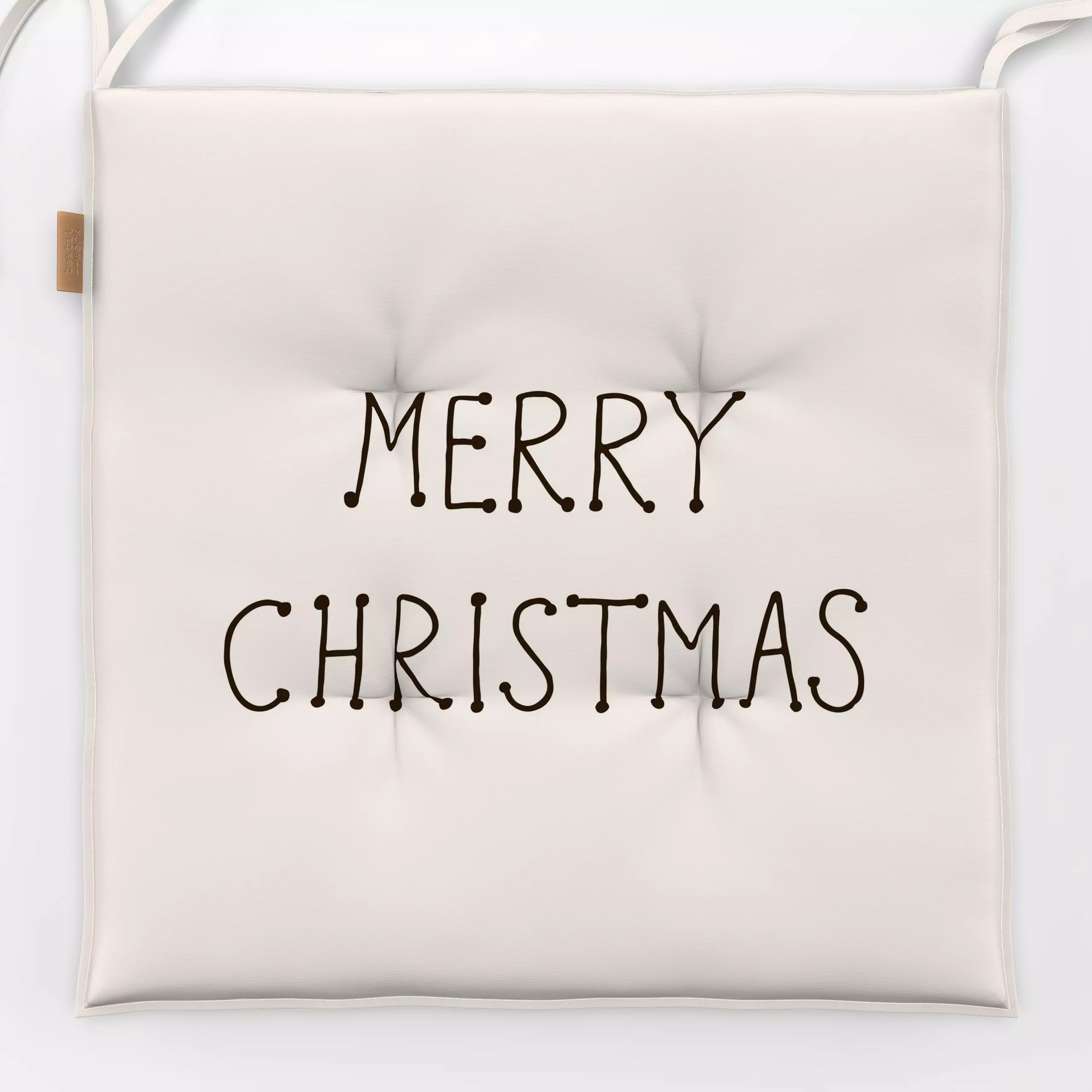 Sitzkissen Merry Christmas beige - Sprüche & Schriftzüge, Weihnachten - von „Kathrin Woo"; Merry Christmas, Weihnachten, bei...