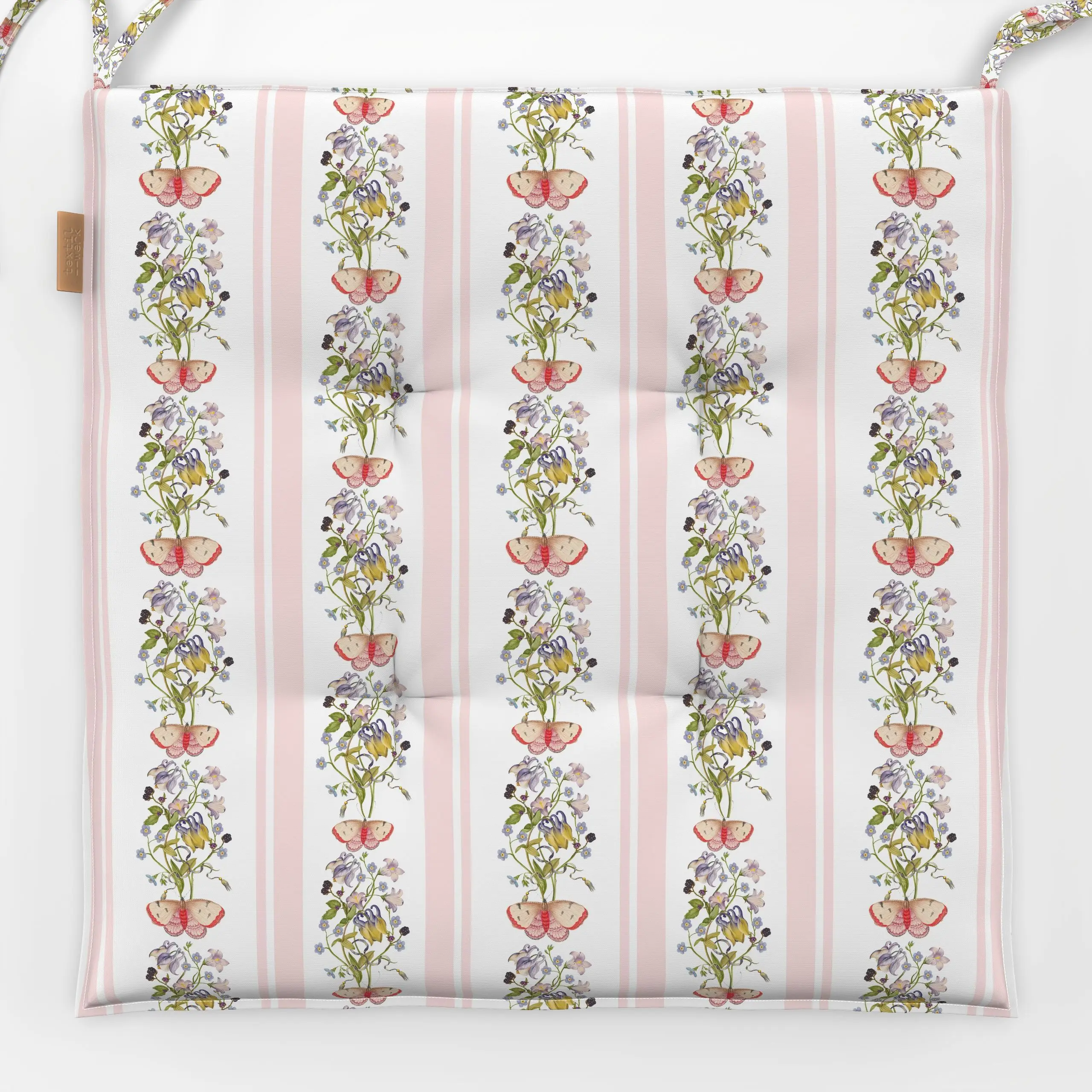 Sitzkissen Blumenranken und Streifen - Blumen & Florales, Sommer, Tiere - von „Uta Naumann"; Muster, Streifen, Schmetterling...