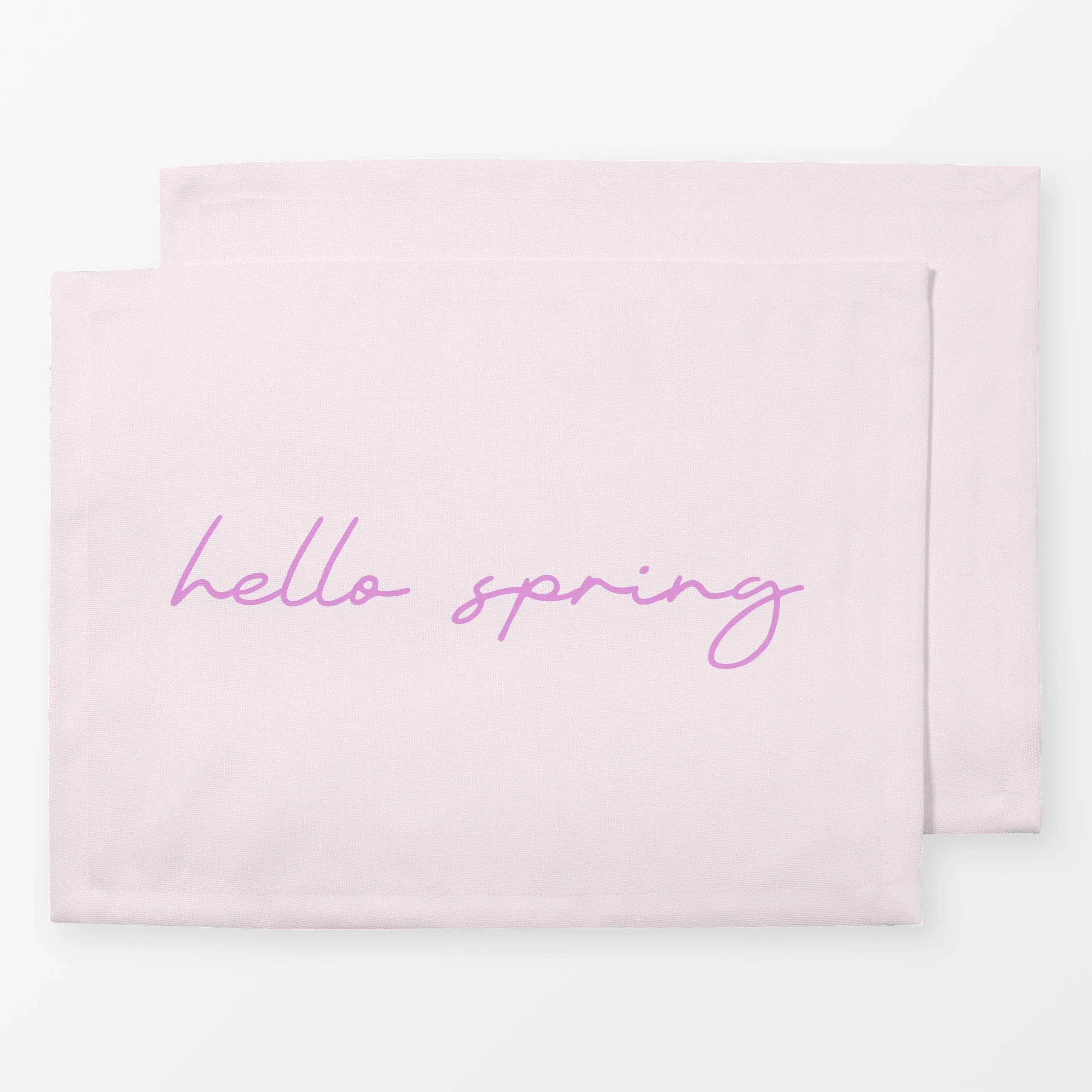 Tischset Hello Spring Lettering blush - Frühling, Sprüche & Schriftzüge - von „Karen Menzenbach"; beige, spruch, schrift, Sp...