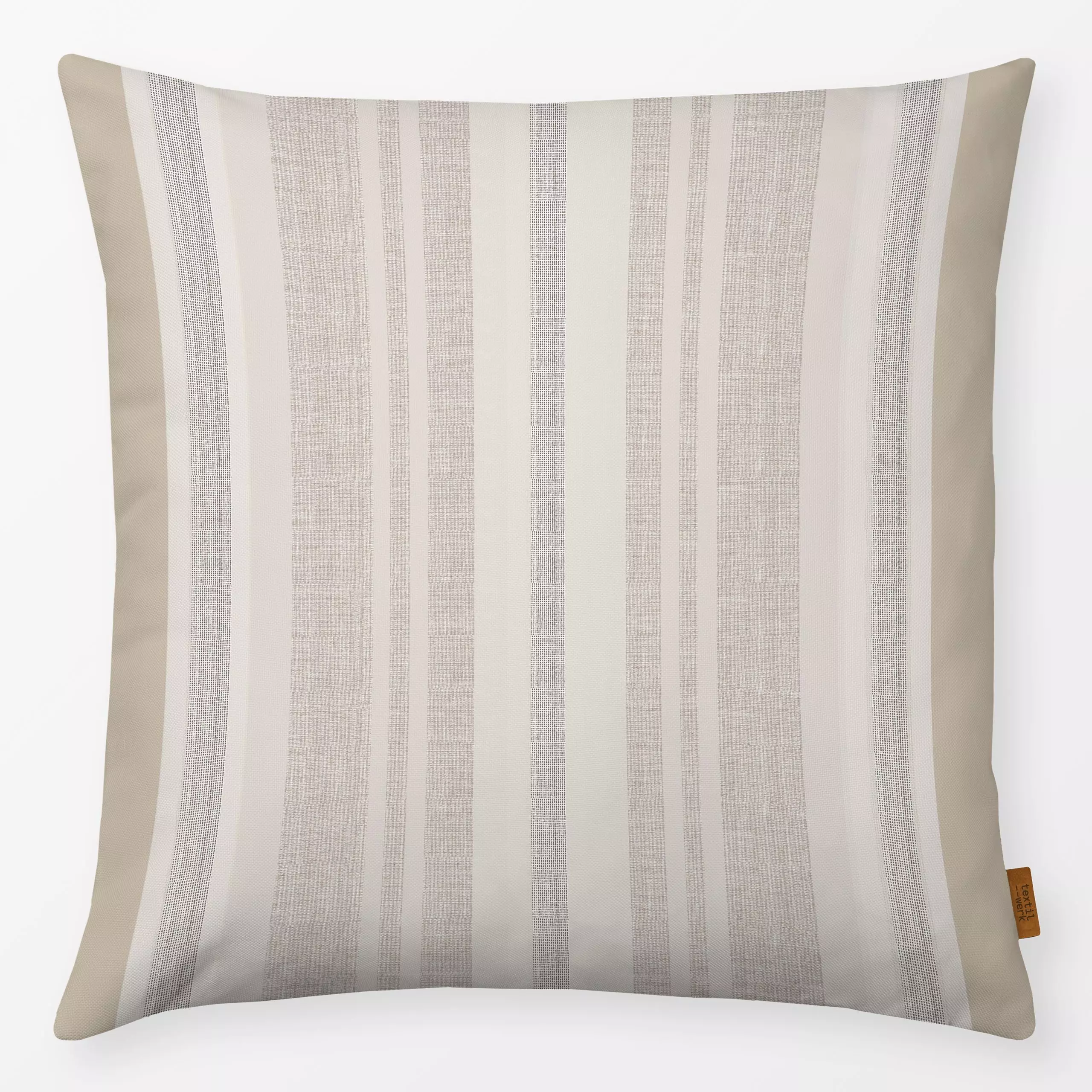 Kissen Natürliche Streifen Beige - Frühling, Symbole & Muster - von „Alisa Knöß"; Streifen, beige, Leinen, landhaus, outdoor...