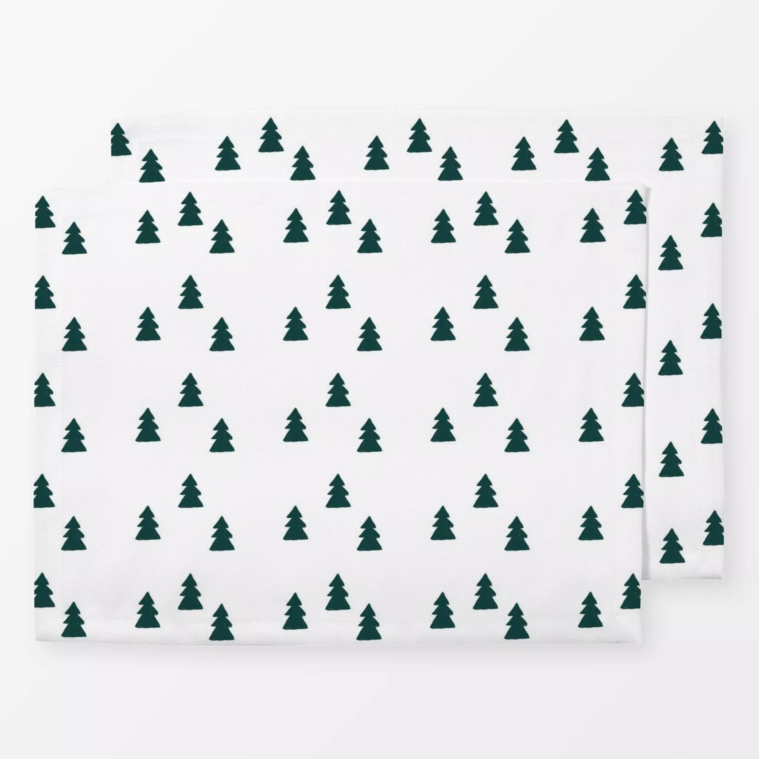 Tischset Christmas Trees Darkgreen - Weihnachten, Symbole & Muster - von „Eda Şahin"; Tannenbaum, Weihnachten, festlich, For...