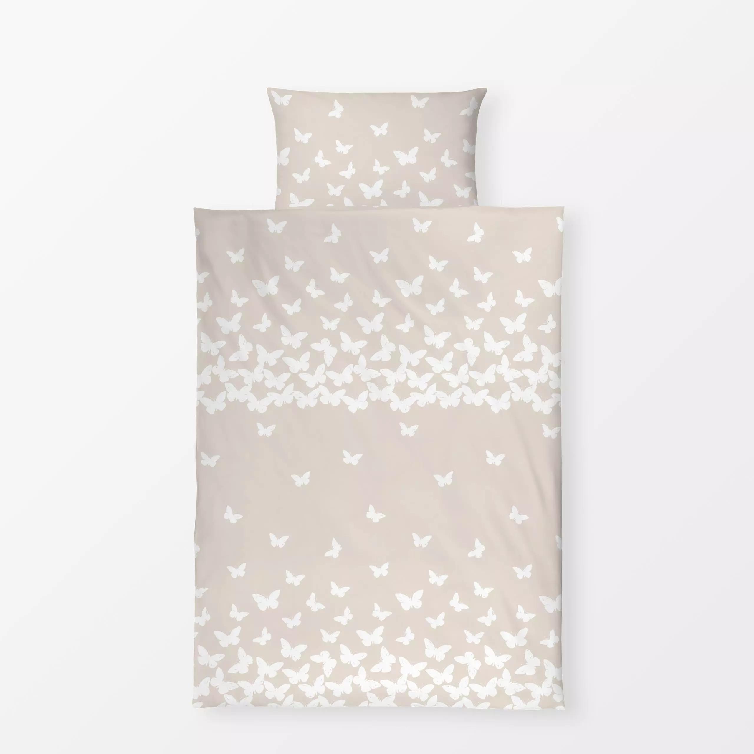 Bettwäsche Schmetterlinge 2 - Sommer, Tiere - von „Primus Pattern"; boho, minimal, Sand, Schmetterling, grafisch, zart, Butt...