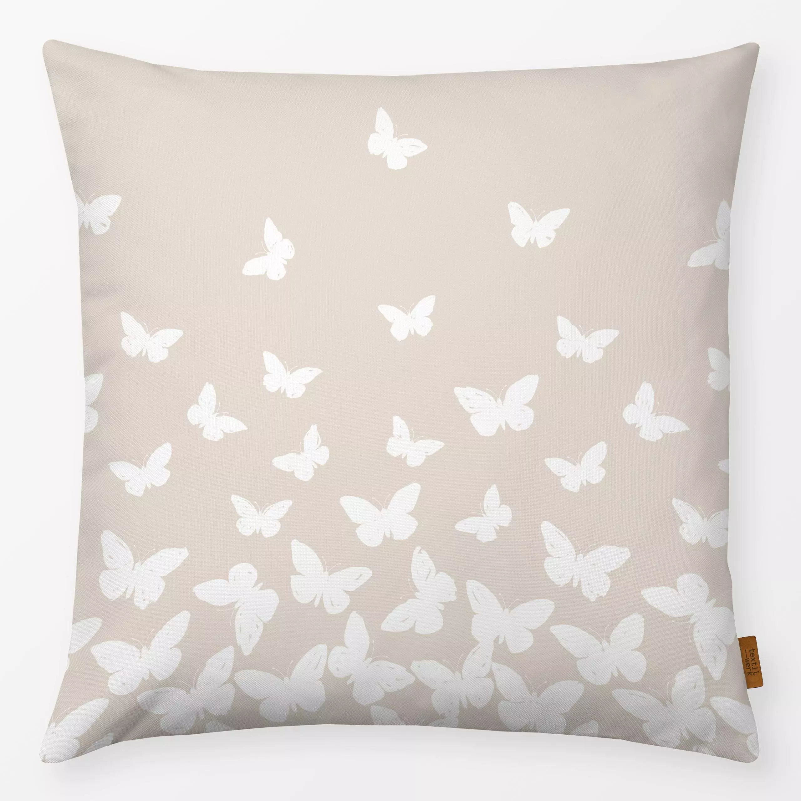 Kissen Schmetterlinge 2 - Sommer, Tiere - von „Primus Pattern"; boho, minimal, Sand, Schmetterling, grafisch, zart, Butterfl...