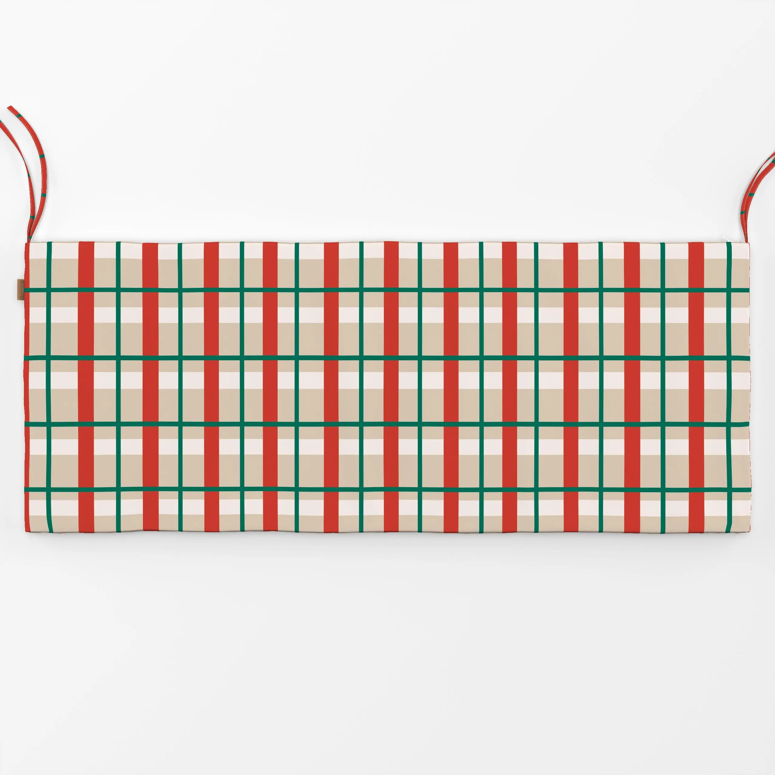 Bankauflage Christmas Plaid Noel Red - Weihnachten, Symbole & Muster - von „Jana Driver"; Streifen, Weihnachten, beige, Karo...