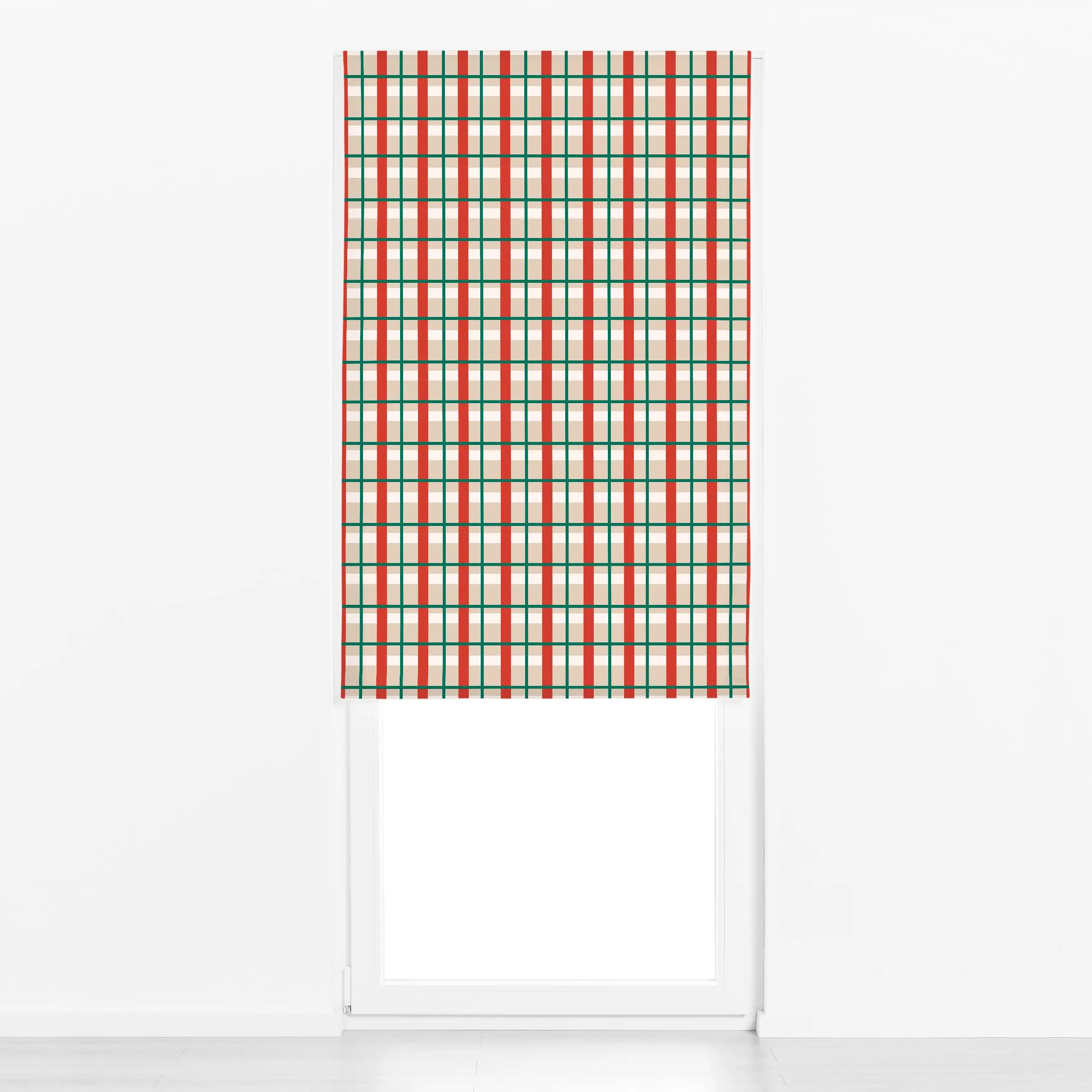 Raffrollo Christmas Plaid Noel Red - Weihnachten, Symbole & Muster - von „Jana Driver"; Streifen, Weihnachten, beige, Karo, ...