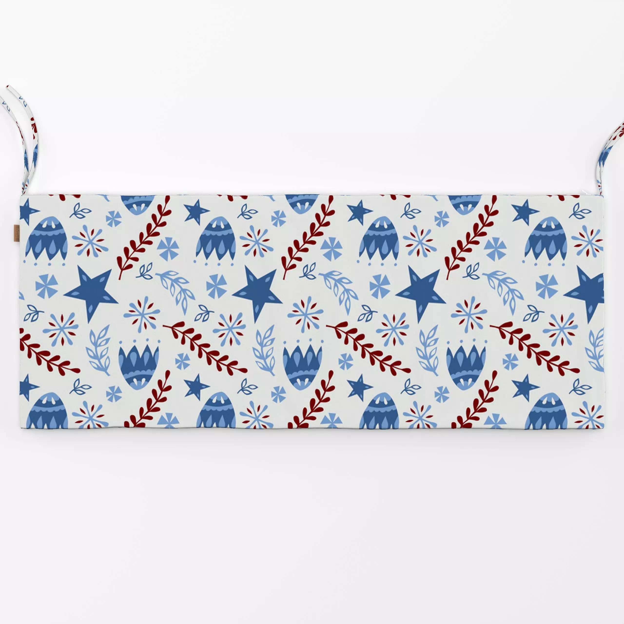 Bankauflage Muster Folkart - Weihnachten, Winter - von „Kerstin Ax"; Muster, skandinavisch, Blätter, Blüten, Schneeflocken, ...