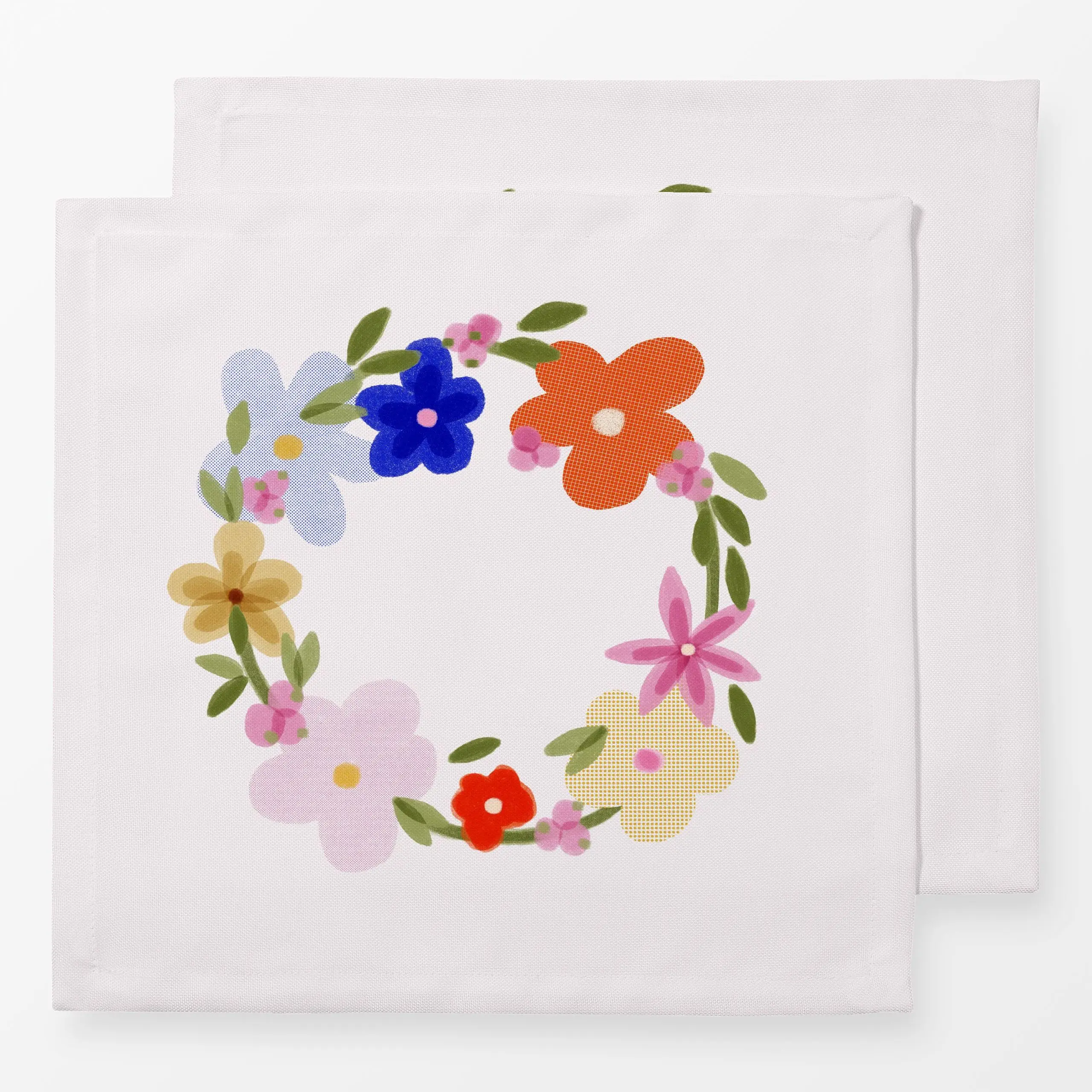 Servietten Blumenkranz Beige - Blumen & Florales, Frühling, Ostern - von „Sophie Augustin Illustration"; rosa, Blumen, Blüte...