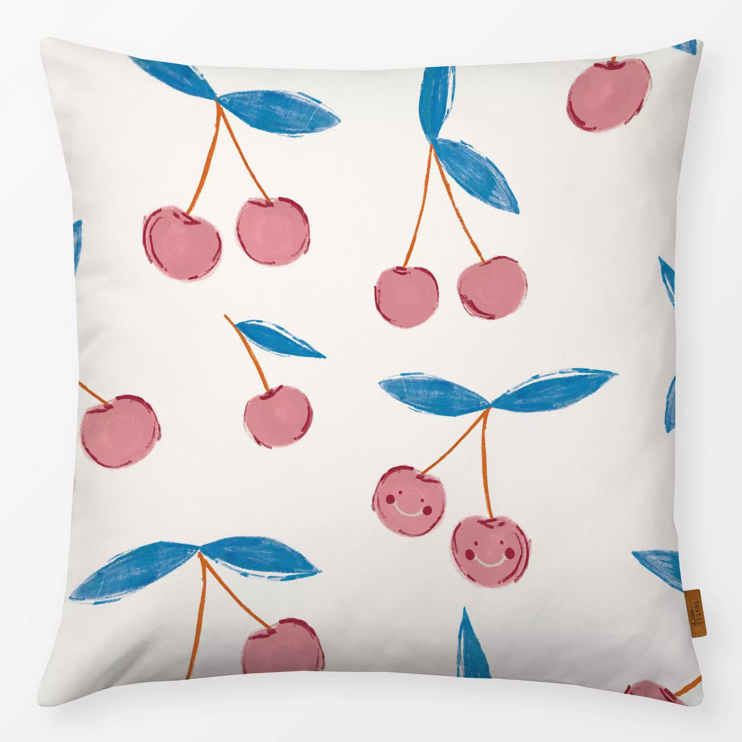 Kissen Cute Cherries | Allover - Kinderzimmer & Motive für Kinder - von „moDeern Design Studio"; Frucht, Obst, Muster, rosa,...