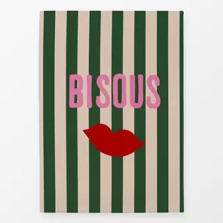 Geschirrtücher Bisous Kussmund Grüne Streifen