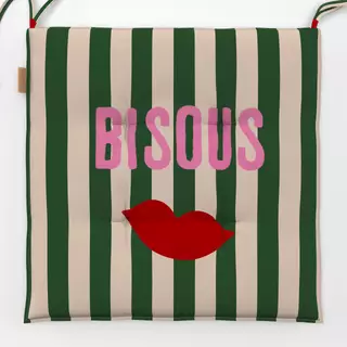Sitzkissen Bisous Kussmund Grüne Streifen