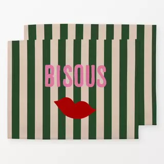 Tischset Bisous Kussmund Grüne Streifen