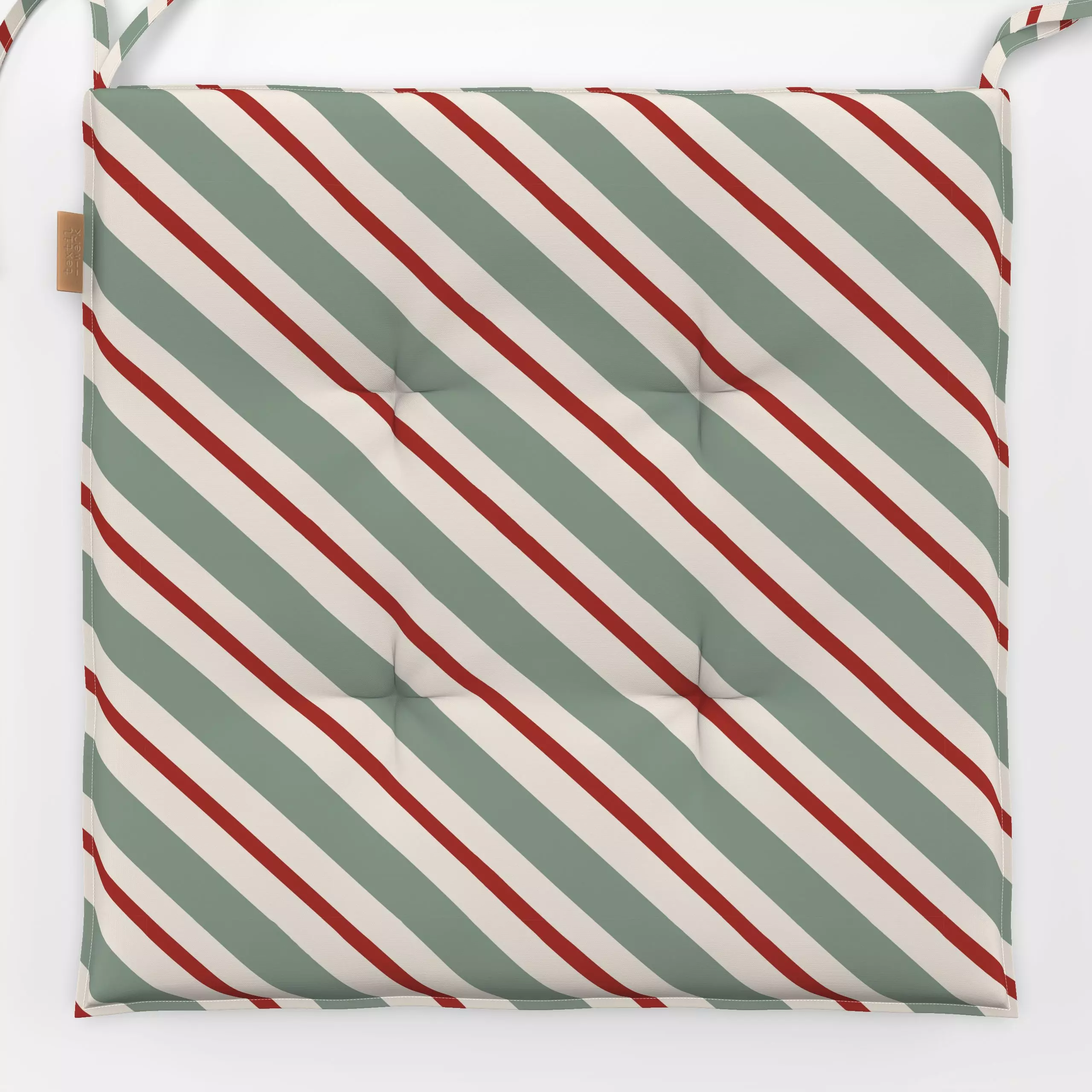Sitzkissen diagonale Streifen grün rot - Weihnachten, Symbole & Muster - von „Studio Kesse"; Linien, Streifen, Scandi, Nordi...