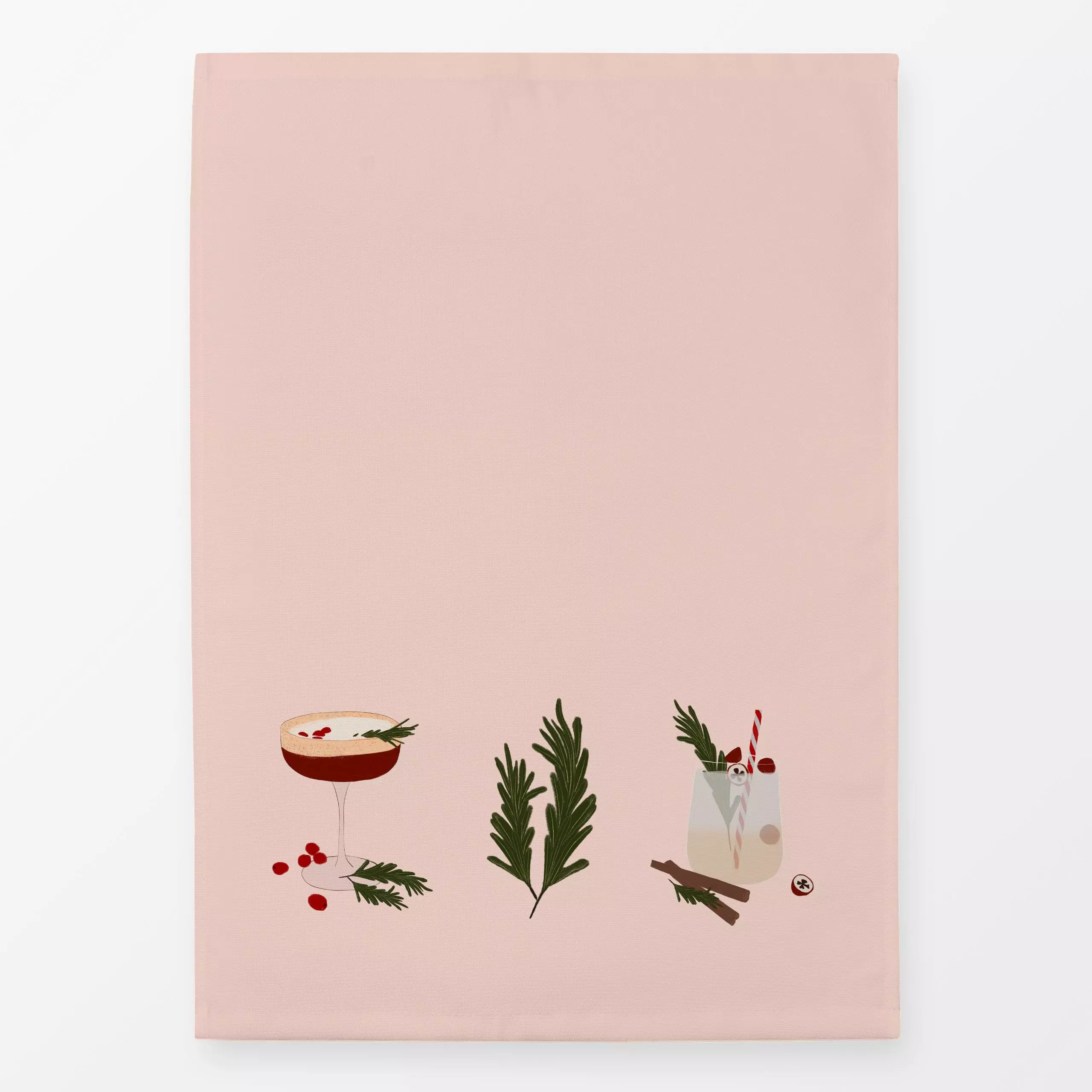 Geschirrtücher Wintercocktails - Winter, Küche, Essen & Trinken - von „Sophie Augustin Illustration"; winterlich, rosmarin, ...