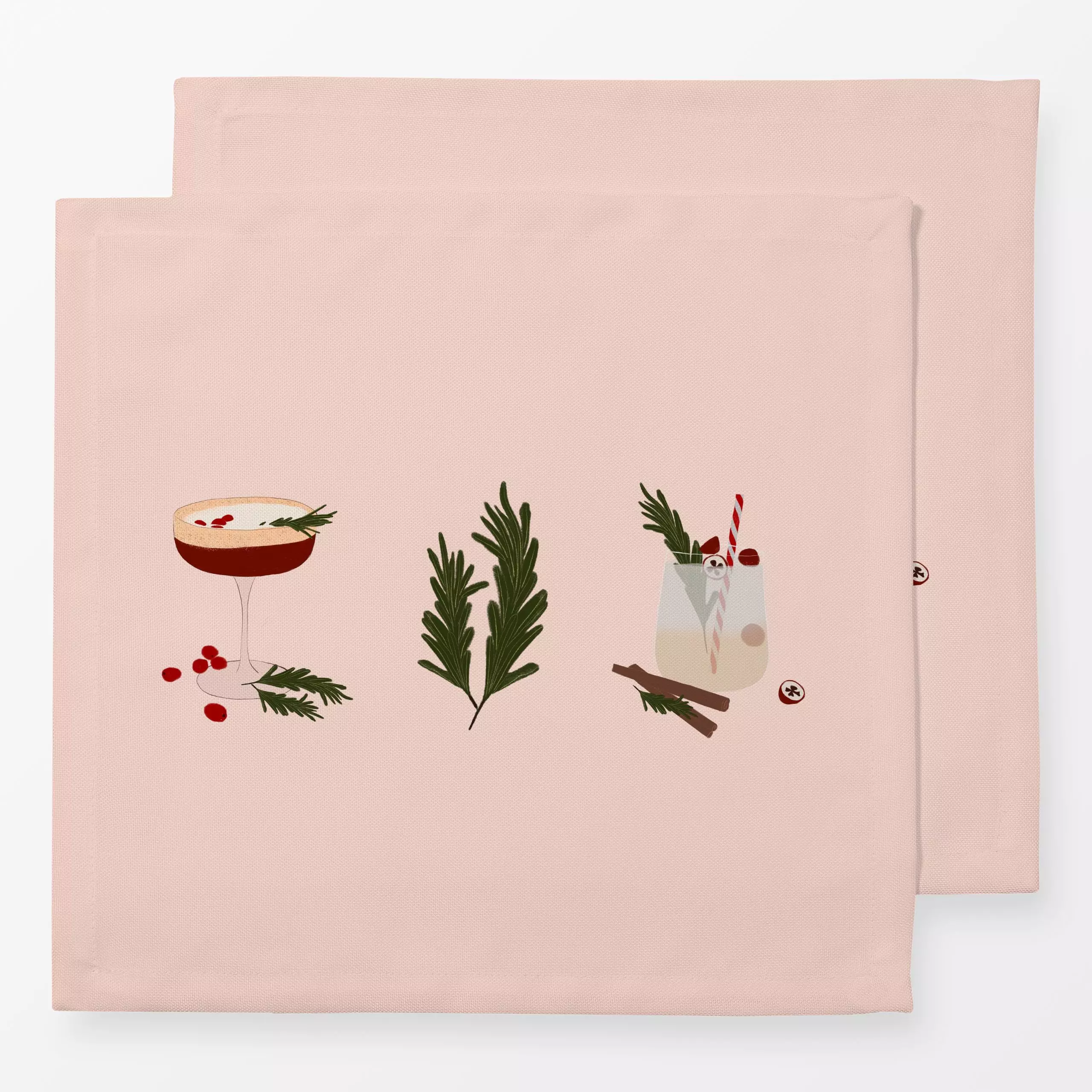 Servietten Wintercocktails - Winter, Küche, Essen & Trinken - von „Sophie Augustin Illustration"; winterlich, rosmarin, chee...