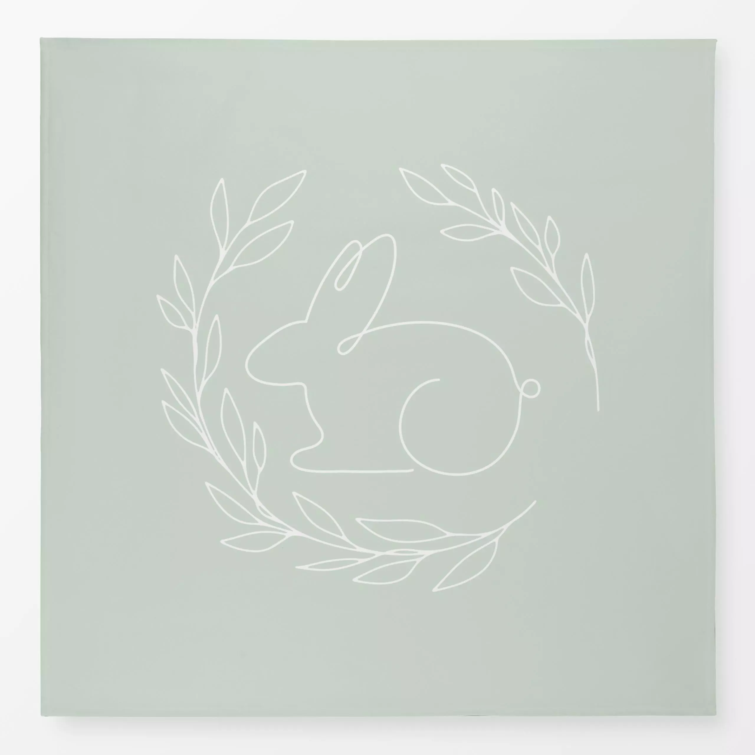 Tischdecke Osterhase Kranz - Frühling, Tiere, Ostern - von „Uta Naumann"; skandinavisch, Blätter, Zweige, Hygge, Hase, flora...