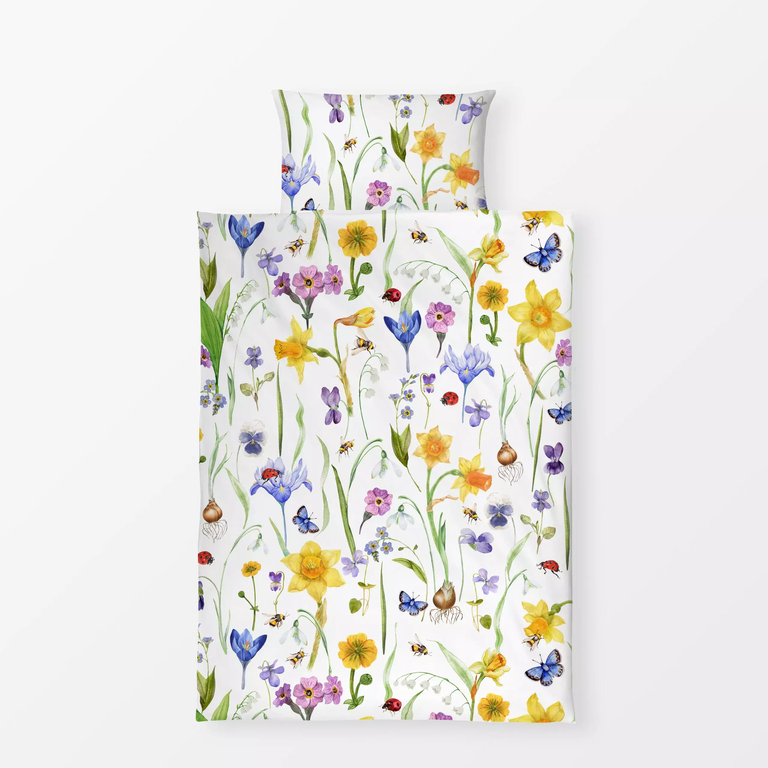 Bettwäsche Frühblüher Wiese - Blumen & Florales, Pflanzen & Botanik - von „Uta Naumann"; Wasserfarben, Natur, Blumen, Garten...