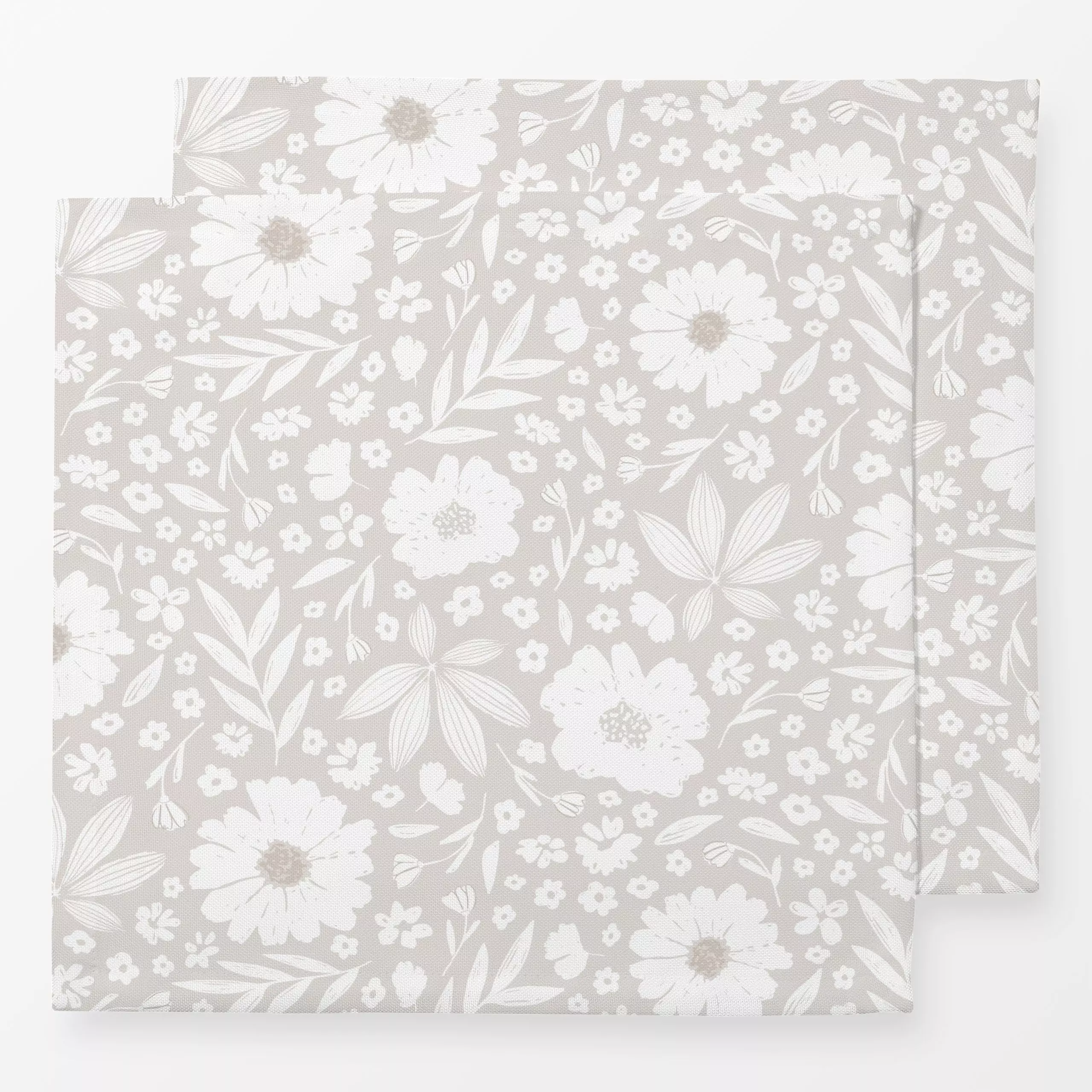 Servietten Olivia Blumen naturals sand - Blumen & Florales, Pflanzen & Botanik - von „Kathrin Woo"; Muster, beige, landhaus,...