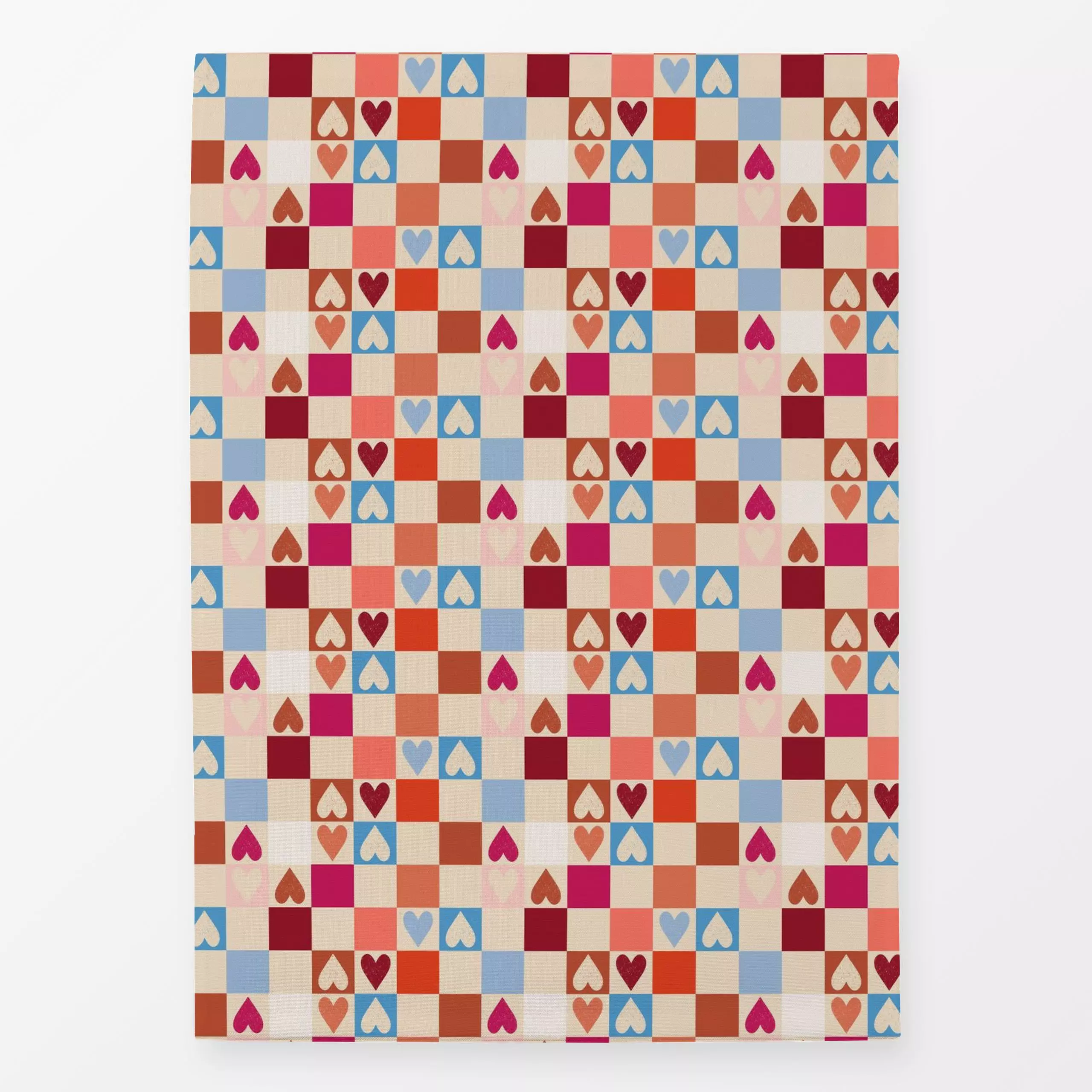 Geschirrtücher Herzen Schachbrett Creme Pink - Liebe, Romantik & Pride, Symbole & Muster, Anlässe - von „DEINKI"; Herzen, Pa...