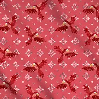 Meterware Parrot pattern red