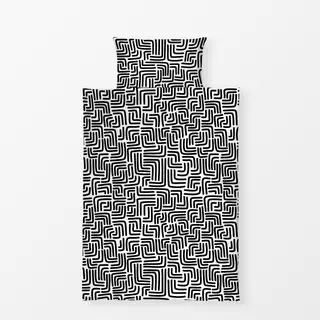 Bettwäsche DOODLE Strichecken - black