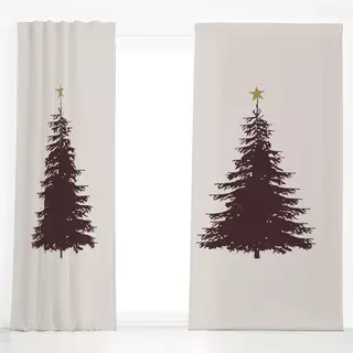 Dekovorhang Weihnachtsbaum beige braun