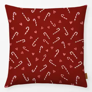 Kissen Zuckerstangen Herzen rot
