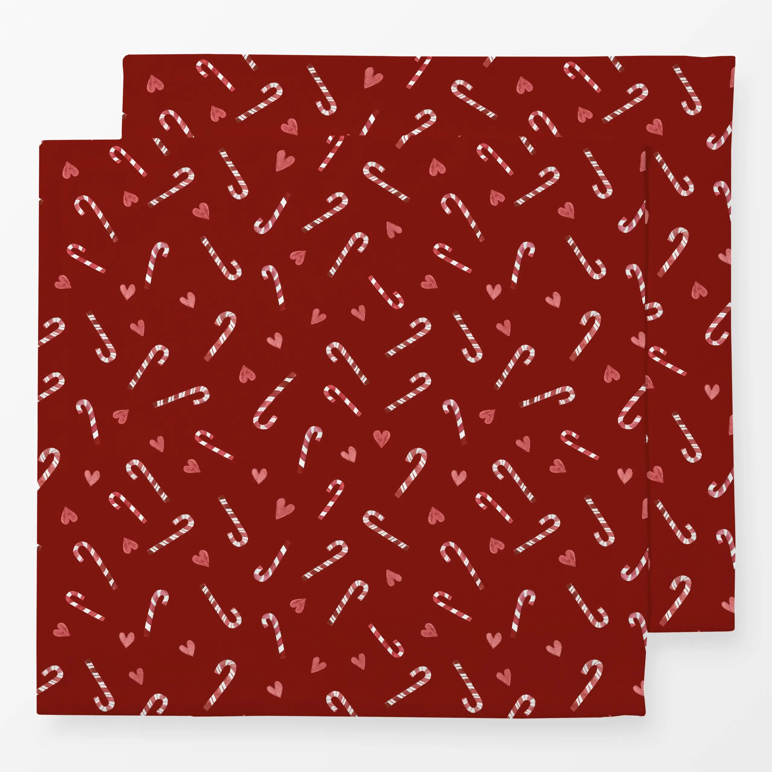 Servietten Zuckerstangen Herzen rot - Weihnachten, Winter - von „Katrin Graff"; Weihnachtsdeko, klassisch, Herzchen, tischde...