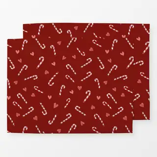 Tischset Zuckerstangen Herzen rot