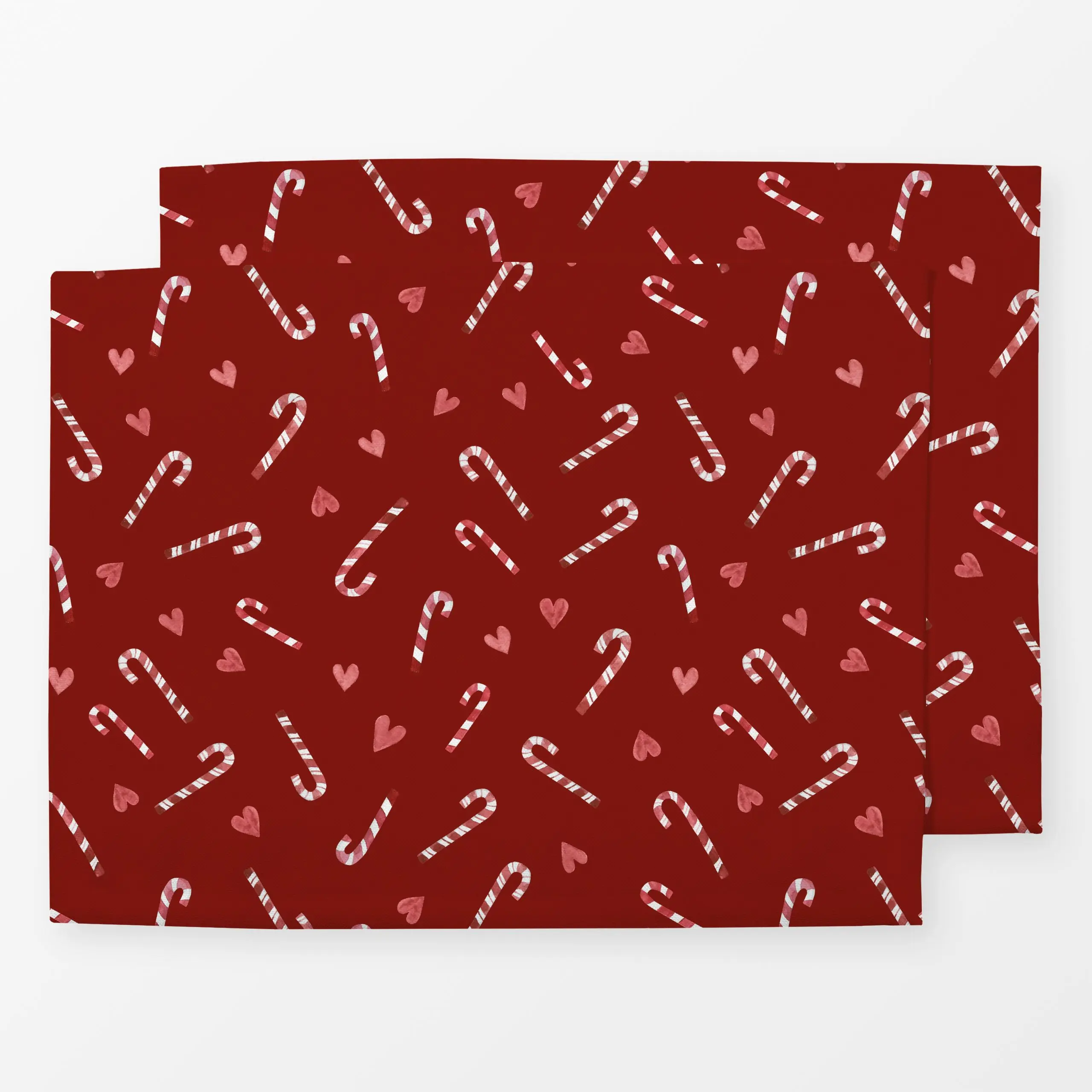 Tischset Zuckerstangen Herzen rot - Weihnachten, Winter - von „Katrin Graff"; Weihnachtsdeko, klassisch, Herzchen, tischdeko...