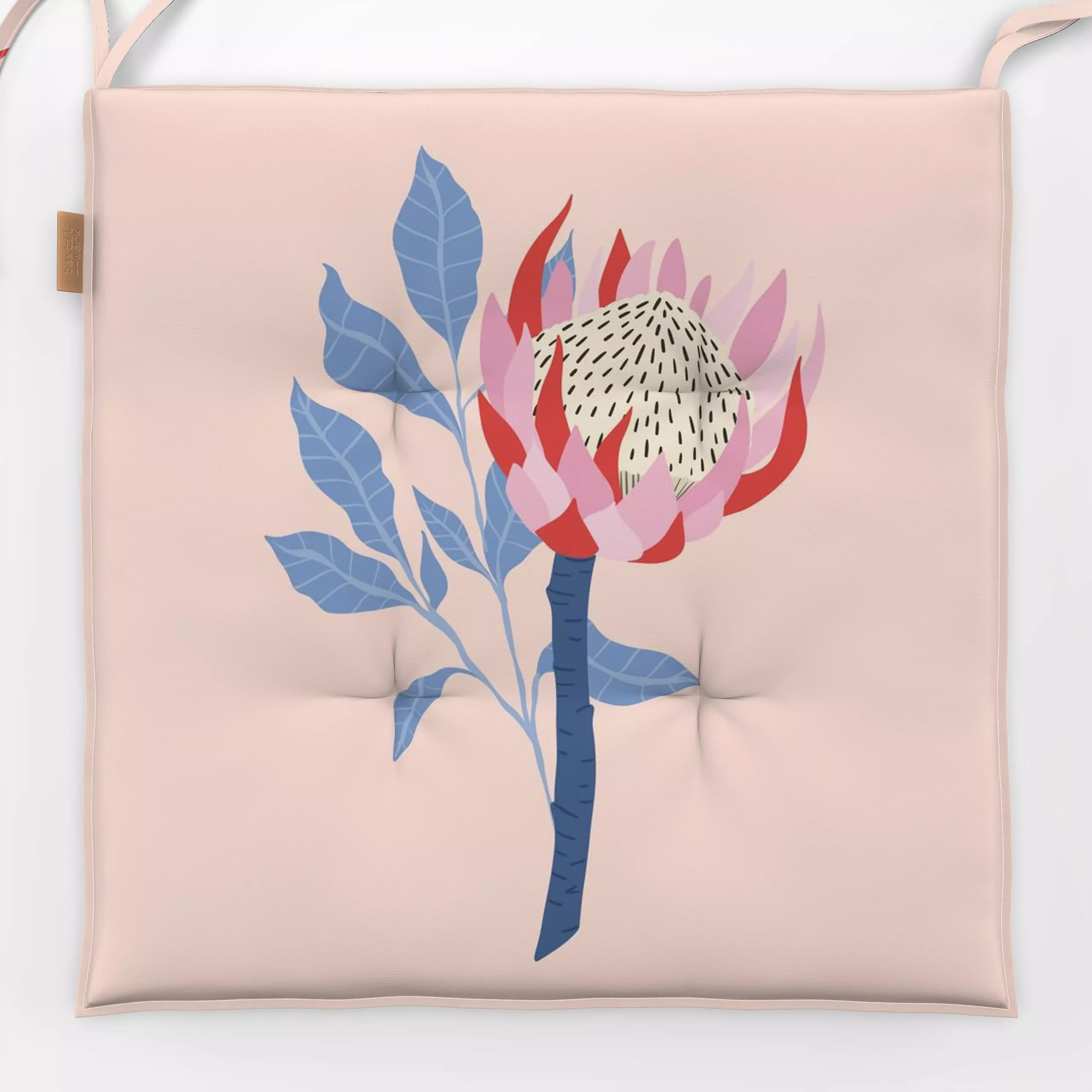 Sitzkissen Proteablüte - Blumen & Florales, Sommer, Pflanzen & Botanik - von „DEINKI Studio"; Blumen, Protea, Blüten, Sommer...
