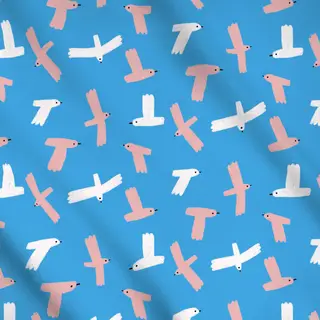 Meterware Fliegende Vögel - Blau