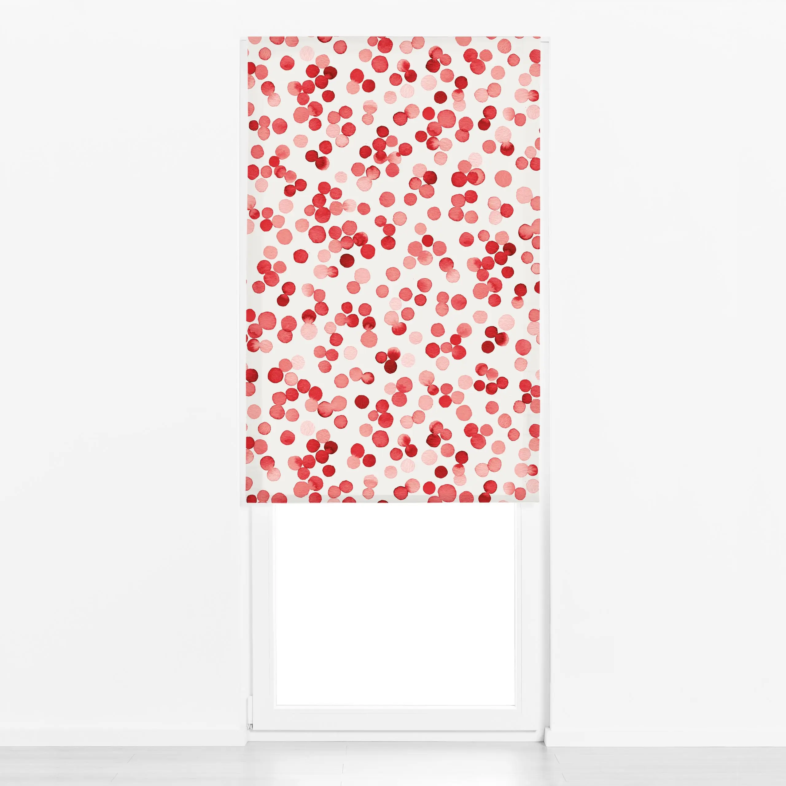 Raffrollo Weihnachten Punkte Dots Red - Weihnachten, Symbole & Muster - von „Ninola Design "; boho, Muster, Aquarell, Punkte...