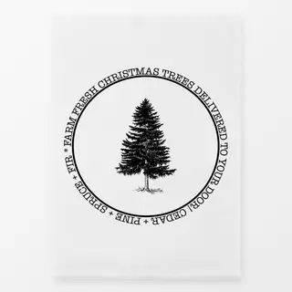 Geschirrtuch Vintage Holidays Tree Bw