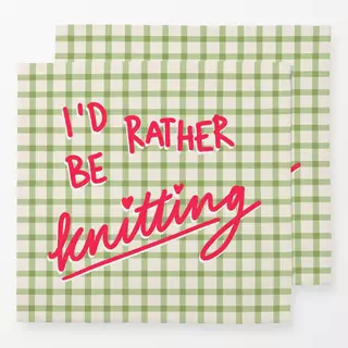 Servietten I'd rather be knitting grün