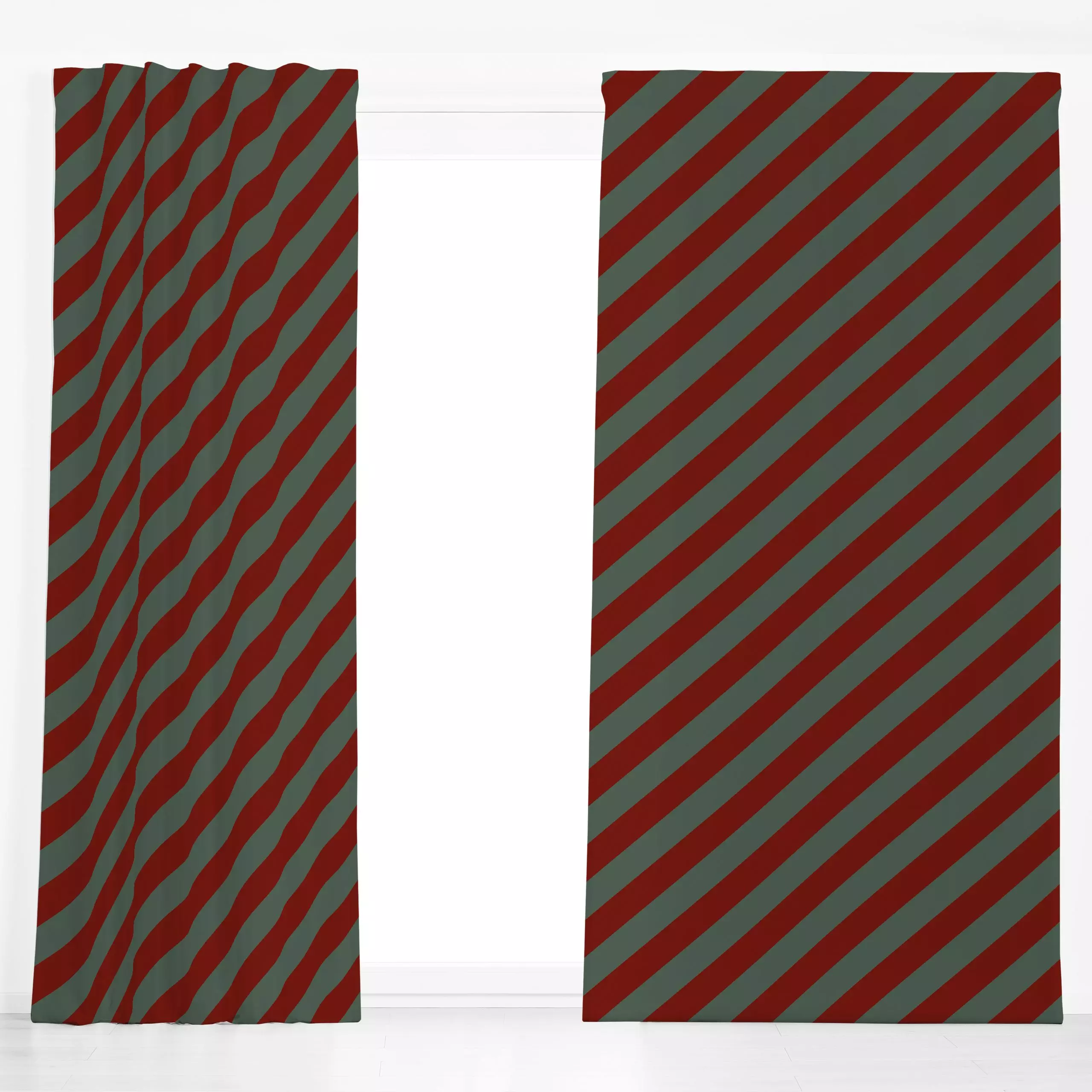 Dekovorhang Stripes Red Green - Weihnachten, Symbole & Muster - von „Kruth Design"; Streifen, Weihnachten, weihnachtlich, We...