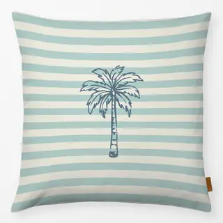 Kissen Palme gestreift blau