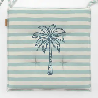 Sitzkissen Palme gestreift blau