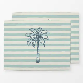 Tischset Palme gestreift blau