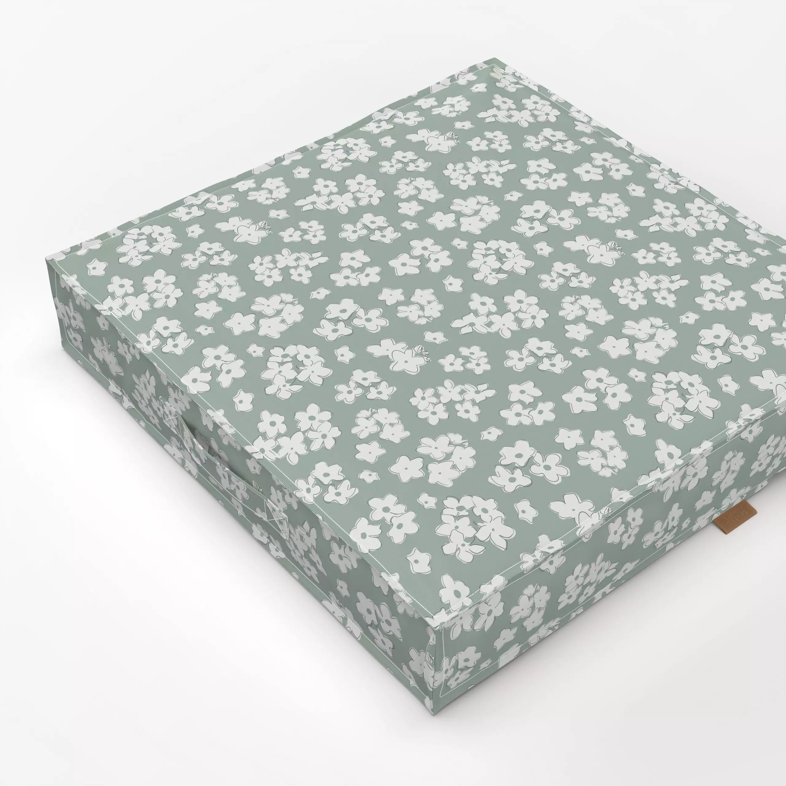 Bodenkissen Cute Blossoms naturals sage - Blumen & Florales, Symbole & Muster - von „Kathrin Woo"; Muster, kleingemustert, H...