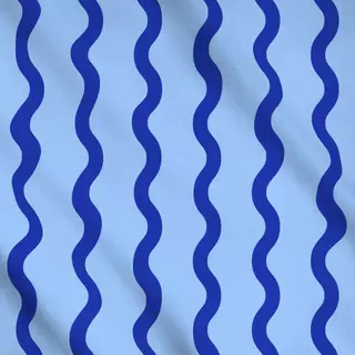 Meterware Wellenlinien blau