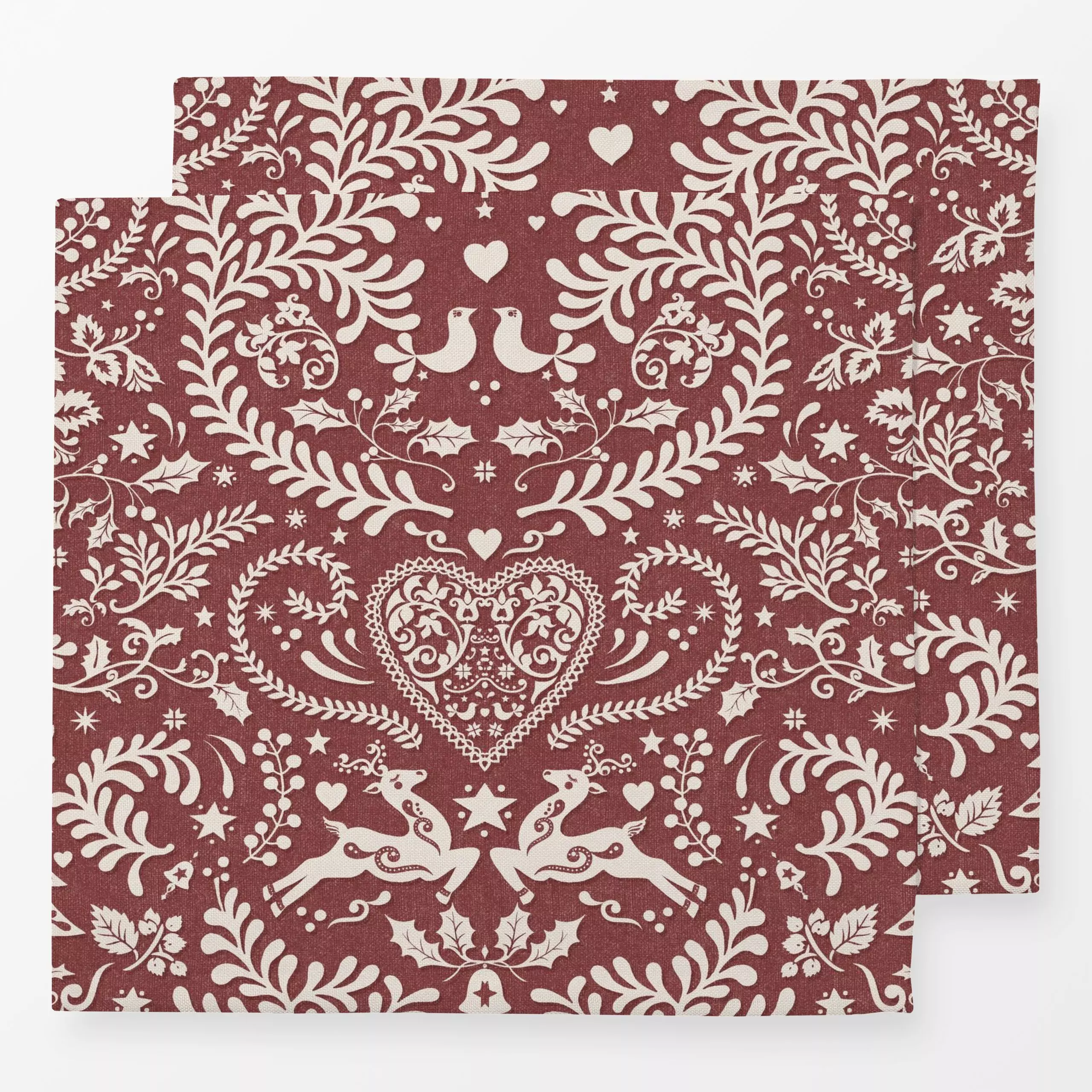 Servietten Folk Christmas Rentieren I - Tiere, Weihnachten, Winter - von „Bloomery Decor"; Rentier, Scandi, Weihnachtsdeko, ...