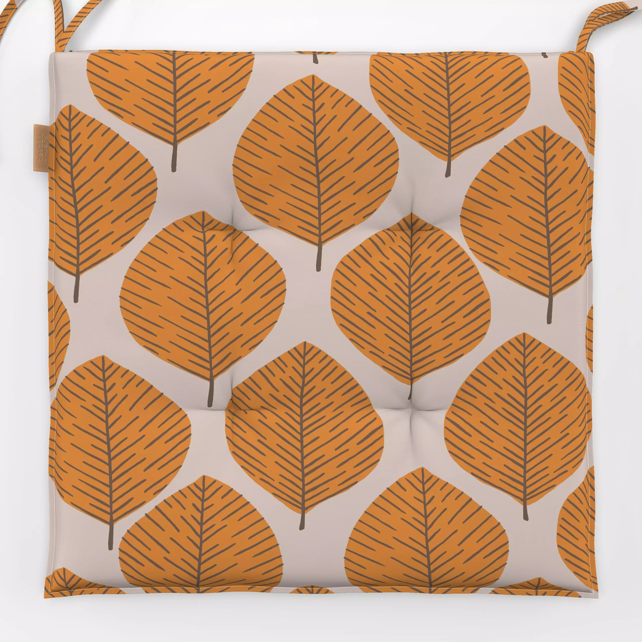 Sitzkissen Runde Herbstblätter Gelb - Blumen & Florales, Pflanzen & Botanik - von „Studio Kesse"; Blatt, Blätter, Laub, Oran...