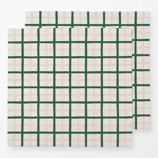 Servietten Karo Grün Beige Muster