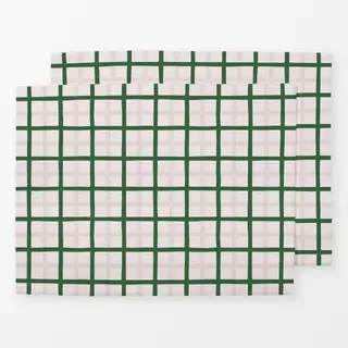 Tischset Karo Grün Beige Muster