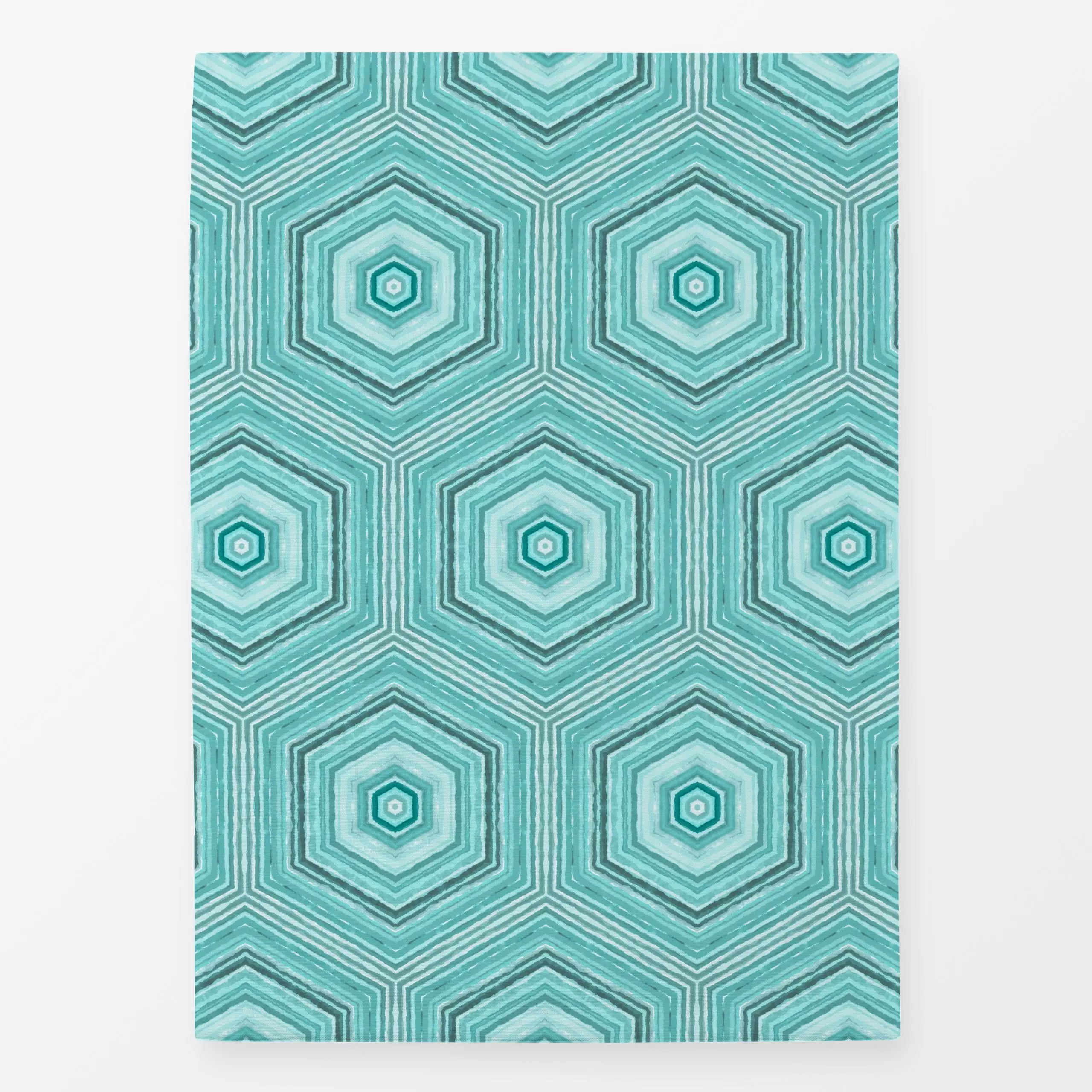 Geschirrtücher Watercolor Honeycomb mint - Symbole & Muster - von „Andrea Haase"; Streifen, Geometrie, frisch, Wabenstruktur...