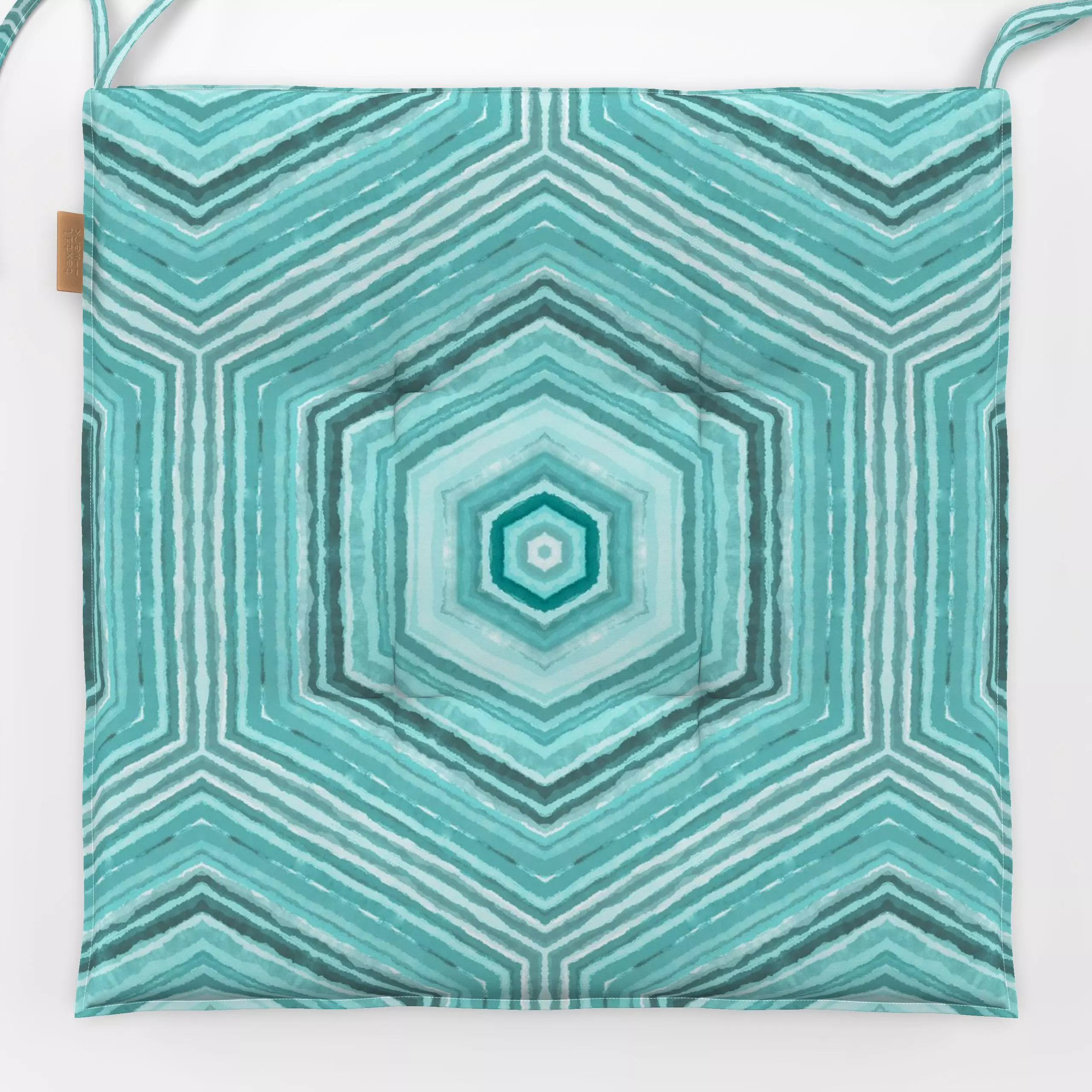 Sitzkissen Watercolor Honeycomb mint - Symbole & Muster - von „Andrea Haase"; Streifen, Geometrie, frisch, Wabenstruktur, ho...